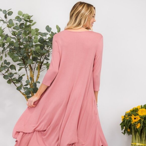 Celeste Asymmetric Tiered Midi-Dress
